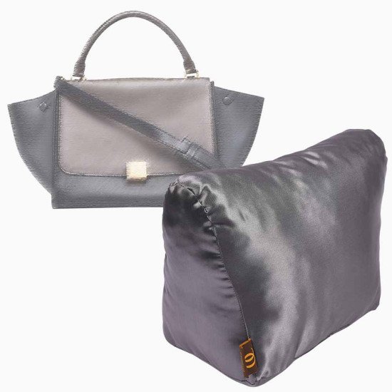 Satin Pillow Luxury Bag Shaper in Silver Gray For Celine Trapeze